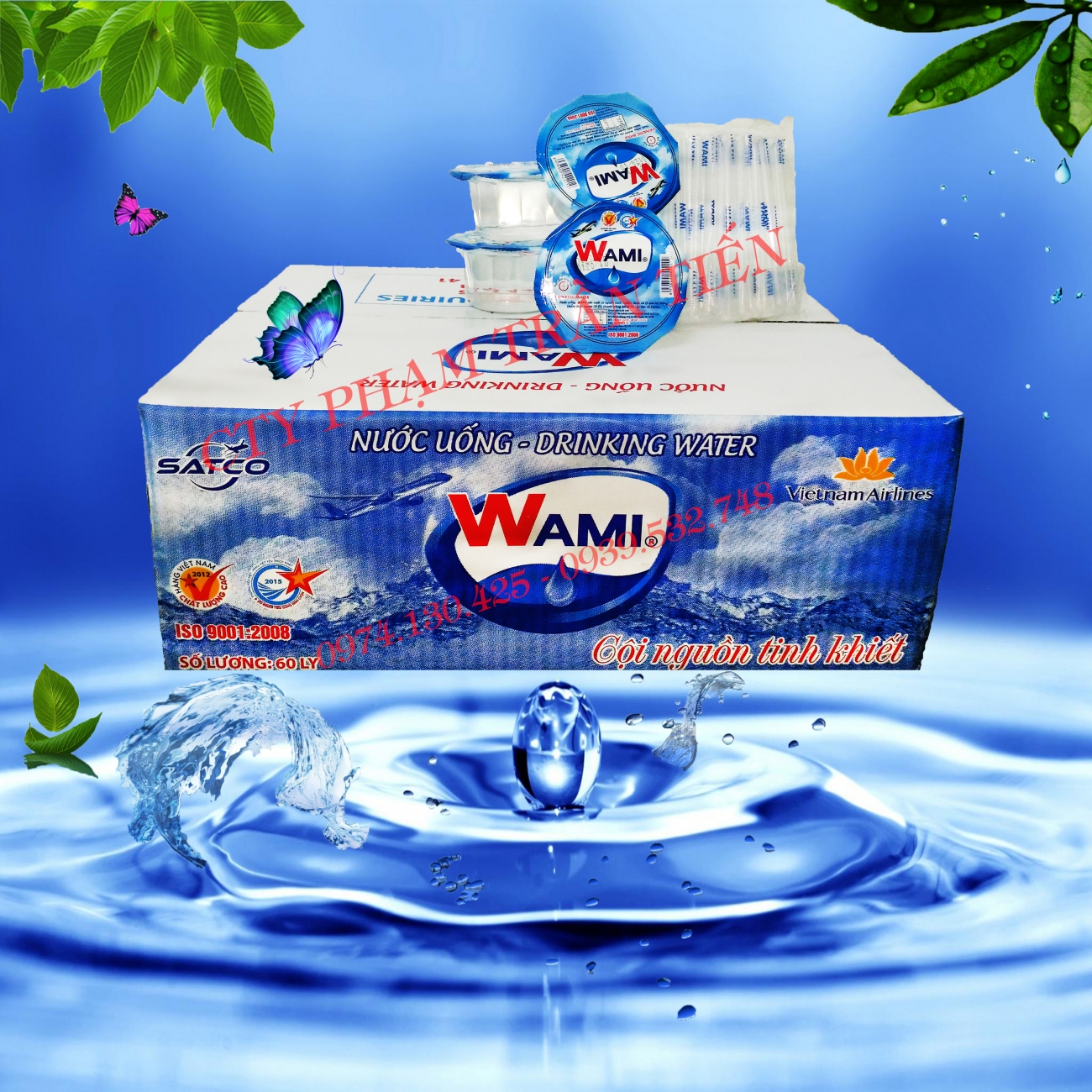 Nước uống tinh khiết Wami ly 110ml - thùng 60 ly